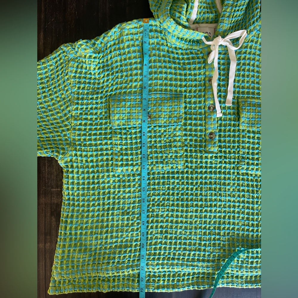 URBAN OUTFITTERS BDG Baja Stanley Waffle Hooded Top SZ XL Blue Gree NWT - Picture 10 of 10
